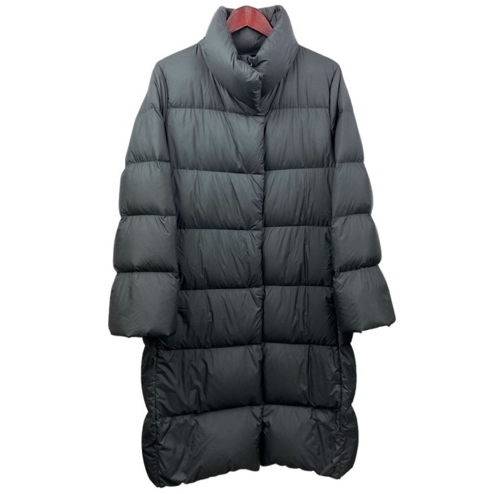 Uniqlo Black Powder Feel Genuine Down Long Puffer Coat Size L - Picture 2 of 8